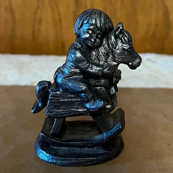 Michael Ricker | Accents | Michael Ricker Pewter Boy On Rocking Horse ...